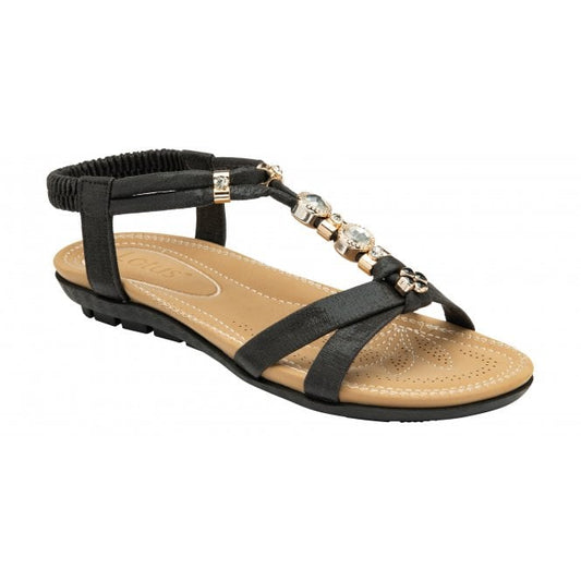  Black Bettina Flat Open-Toe Sandals | Lotus