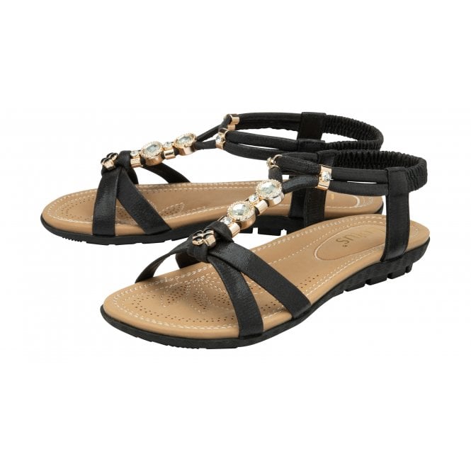  Black Bettina Flat Open-Toe Sandals | Lotus
