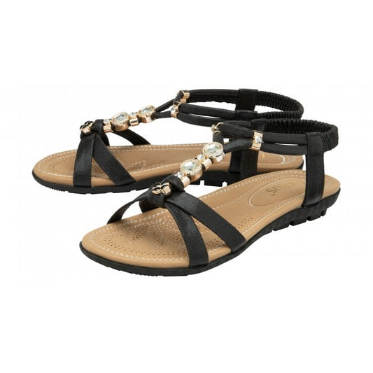  Black Bettina Flat Open-Toe Sandals | Lotus