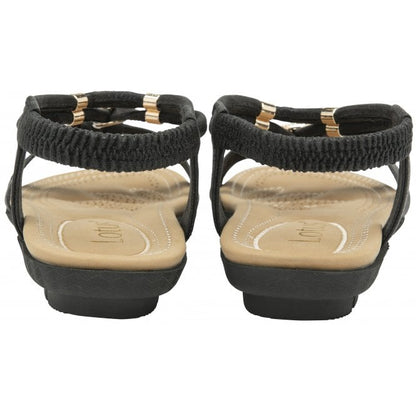  Black Bettina Flat Open-Toe Sandals | Lotus