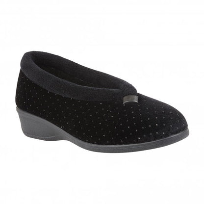  Black Beverley Velour Slippers | Lotus