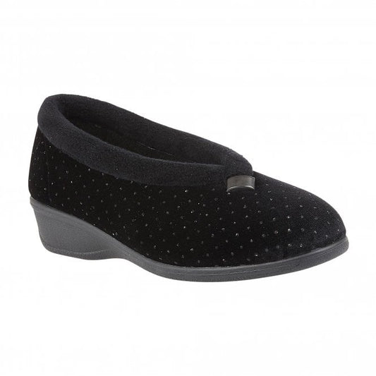  Black Beverley Velour Slippers | Lotus