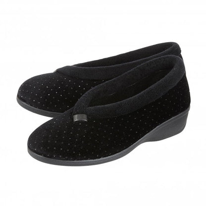  Black Beverley Velour Slippers | Lotus