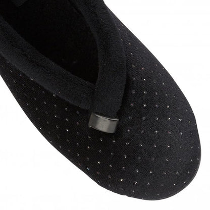  Black Beverley Velour Slippers | Lotus