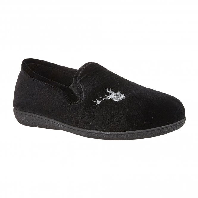  Black Clarence Velour Slippers | Lotus