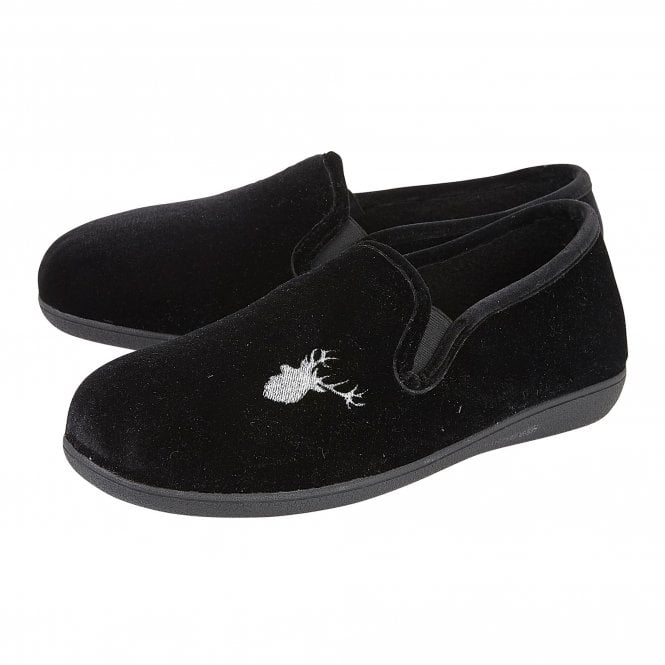  Black Clarence Velour Slippers | Lotus