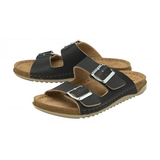  Black Cortona Open-Toe Mule Sandals | Lotus