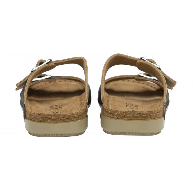  Black Cortona Open-Toe Mule Sandals | Lotus