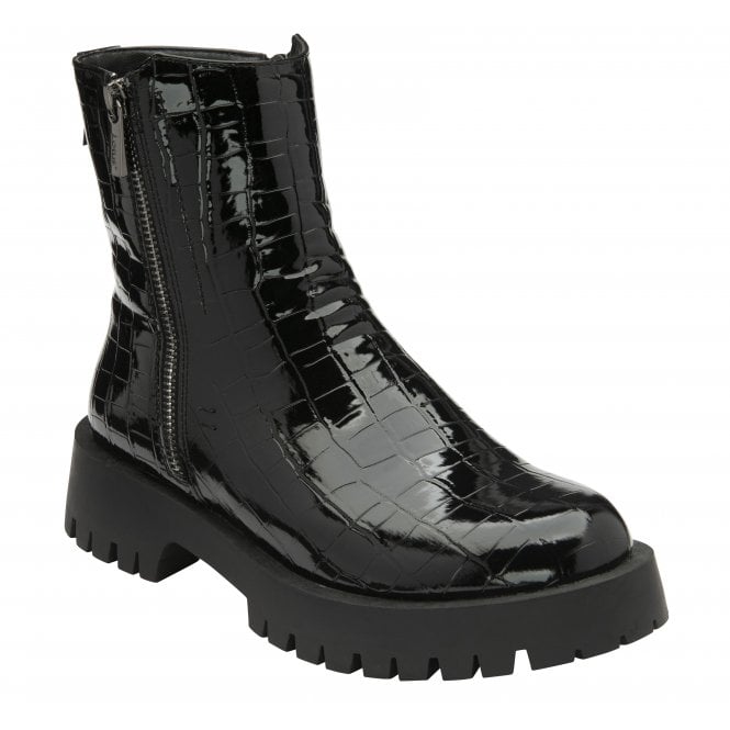  Black Croc-Print Corinna Ankle Boots | Lotus