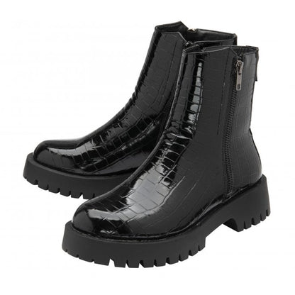  Black Croc-Print Corinna Ankle Boots | Lotus