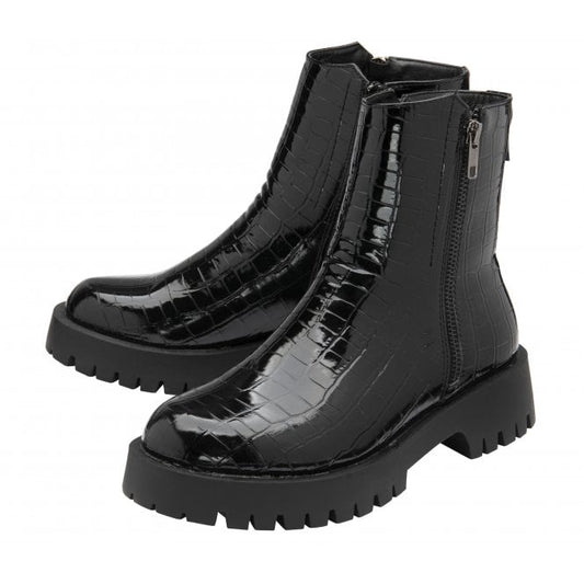 Black Croc-Print Corinna Ankle Boots | Lotus