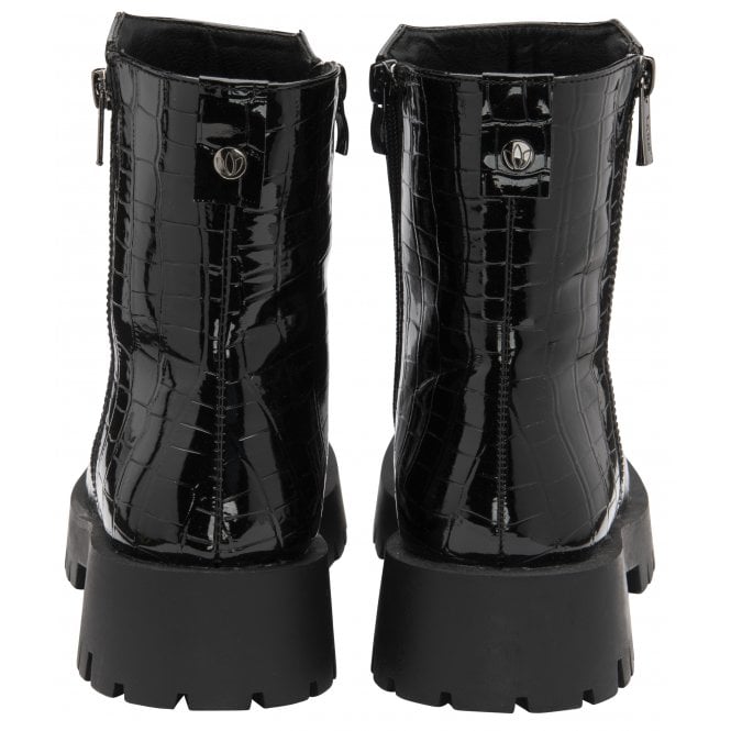  Black Croc-Print Corinna Ankle Boots | Lotus