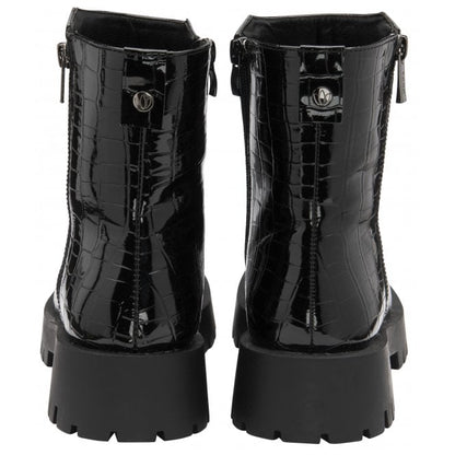  Black Croc-Print Corinna Ankle Boots | Lotus