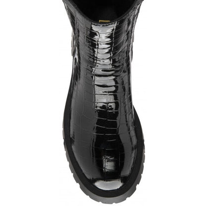  Black Croc-Print Corinna Ankle Boots | Lotus