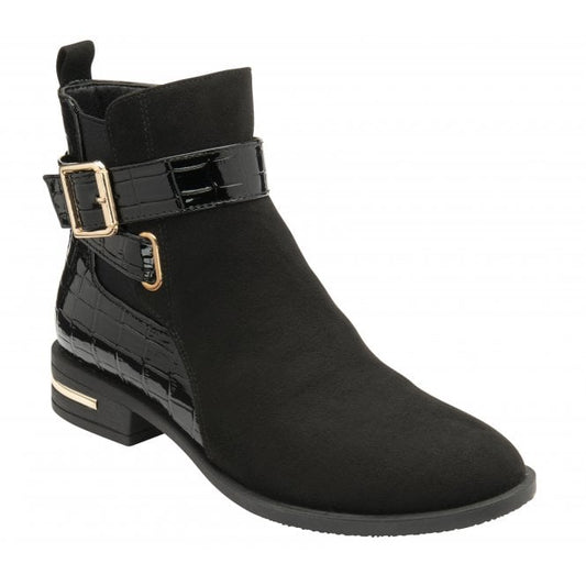  Black & Croc-Print Laurel Ankle Boots | Lotus