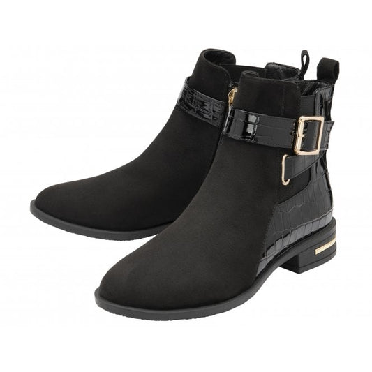  Black & Croc-Print Laurel Ankle Boots | Lotus