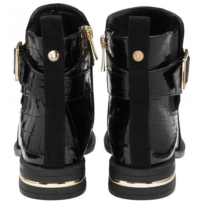  Black & Croc-Print Laurel Ankle Boots | Lotus