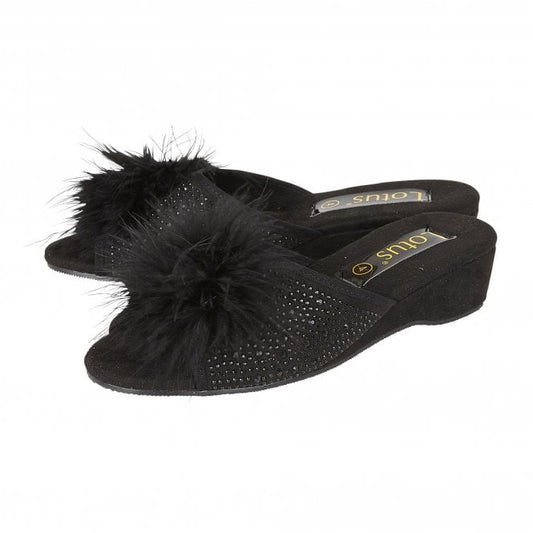  Black & Diamante Allure Slippers | Lotus
