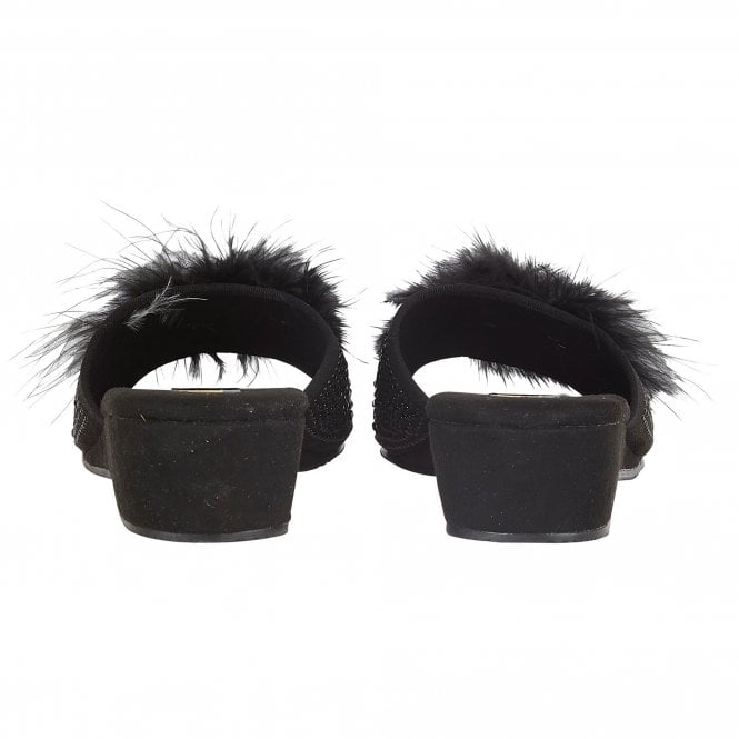  Black & Diamante Allure Slippers | Lotus