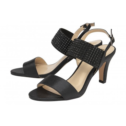  Black & Diamante Aurora Heeled Sandals | Lotus