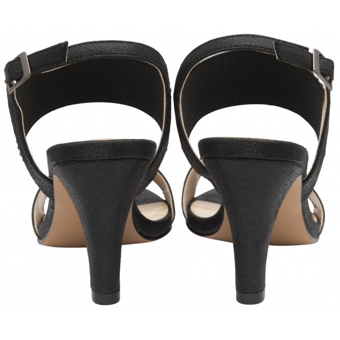  Black & Diamante Aurora Heeled Sandals | Lotus