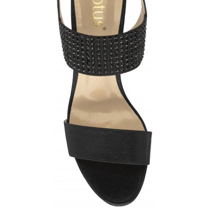  Black & Diamante Aurora Heeled Sandals | Lotus