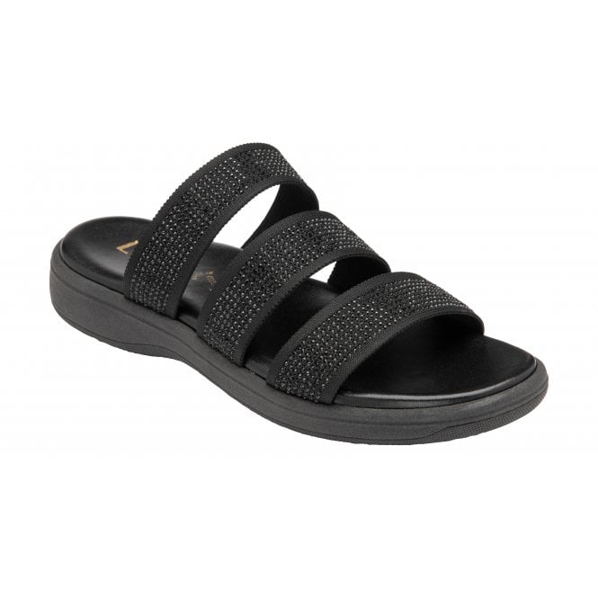  Black & Diamante Olga Mule Sandals | Lotus