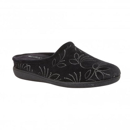 Black Elizabeth Textile Mule Slippers | Lotus