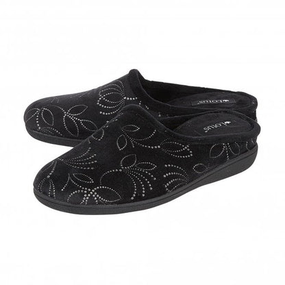 Black Elizabeth Textile Mule Slippers | Lotus