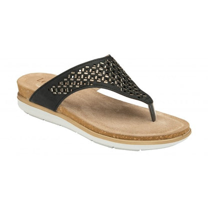  Black Ferarra Flat Toe-Post Sandals | Lotus