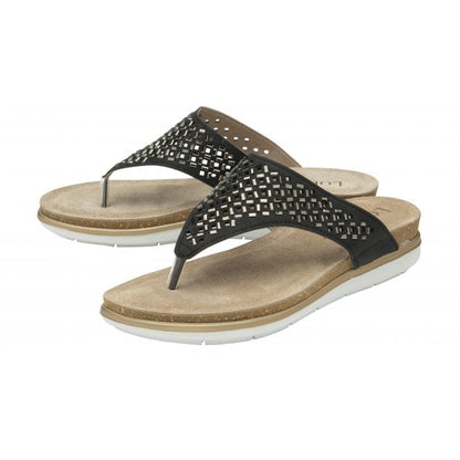  Black Ferarra Flat Toe-Post Sandals | Lotus