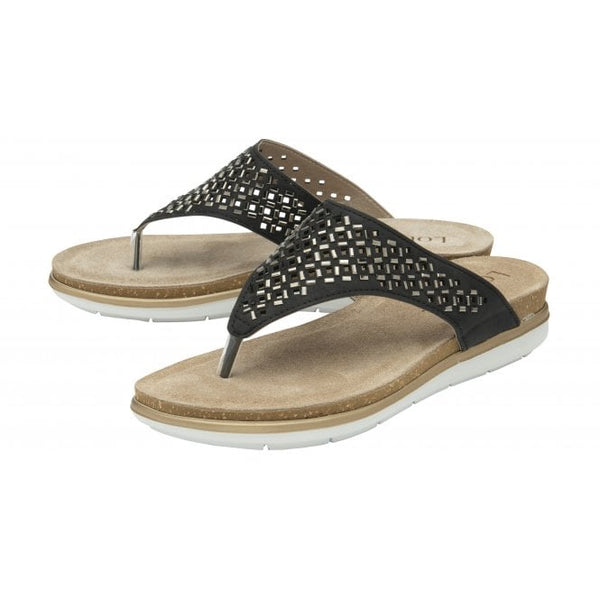  Black Ferarra Flat Toe-Post Sandals | Lotus