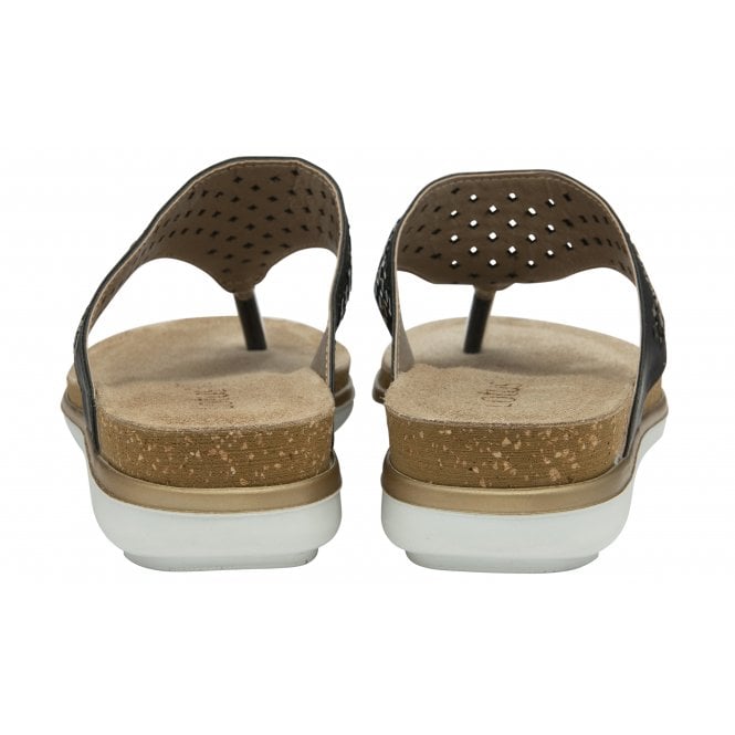  Black Ferarra Flat Toe-Post Sandals | Lotus