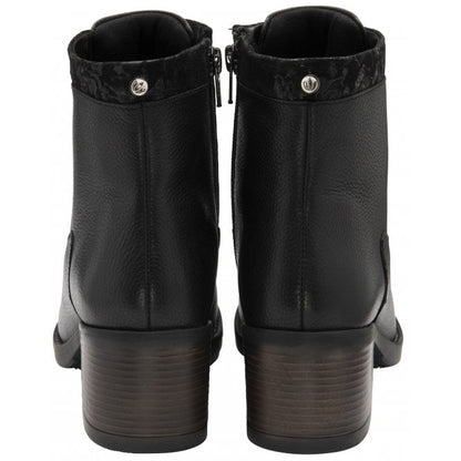  Black Floral-Print Leather Boston Ankle Boots | Lotus