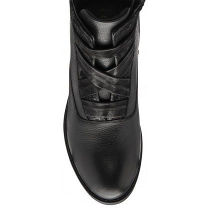  Black Floral-Print Leather Boston Ankle Boots | Lotus