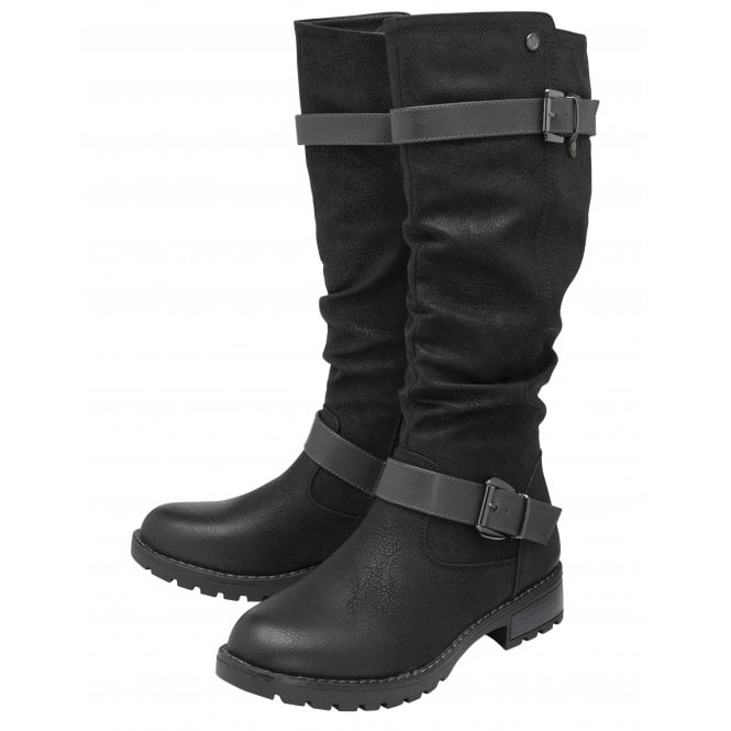  Black & Grey Robin Knee High Boots | Lotus