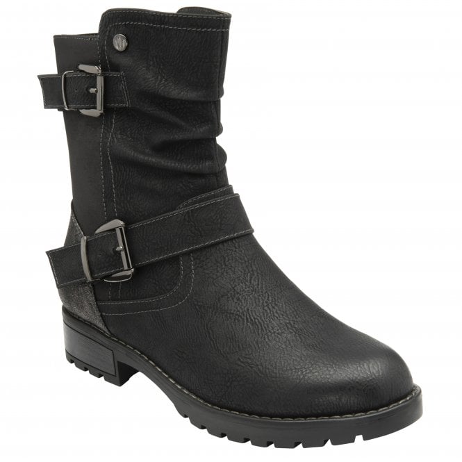 Black Jamila Zip-Up Ankle Boots | Lotus