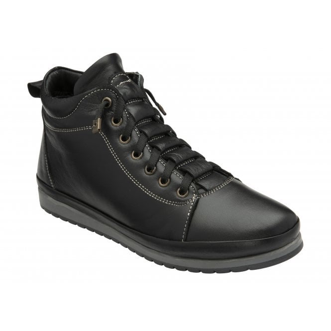  Black Leather Frida Ankle Boots | Lotus