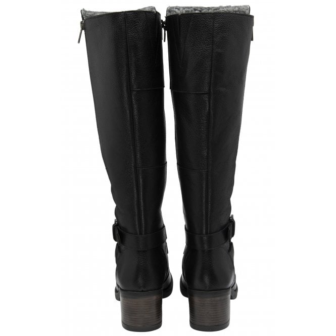  Black Leather Jive Knee High Boots | Lotus