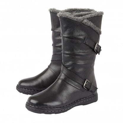  Black Leather Jolanda Mid-Calf Boots | Lotus