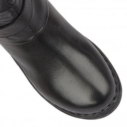  Black Leather Jolanda Mid-Calf Boots | Lotus