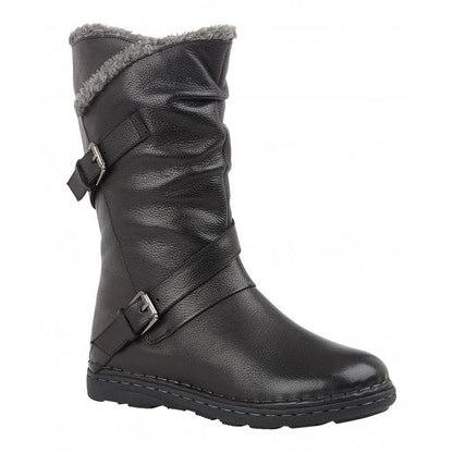  Black Leather Jolanda Mid-Calf Boots | Lotus