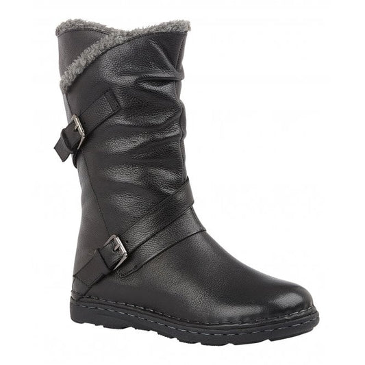  Black Leather Jolanda Mid-Calf Boots | Lotus