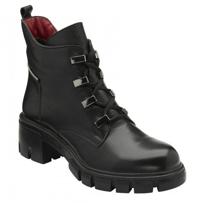  Black Leather Lacie Heeled Ankle Boots | Lotus