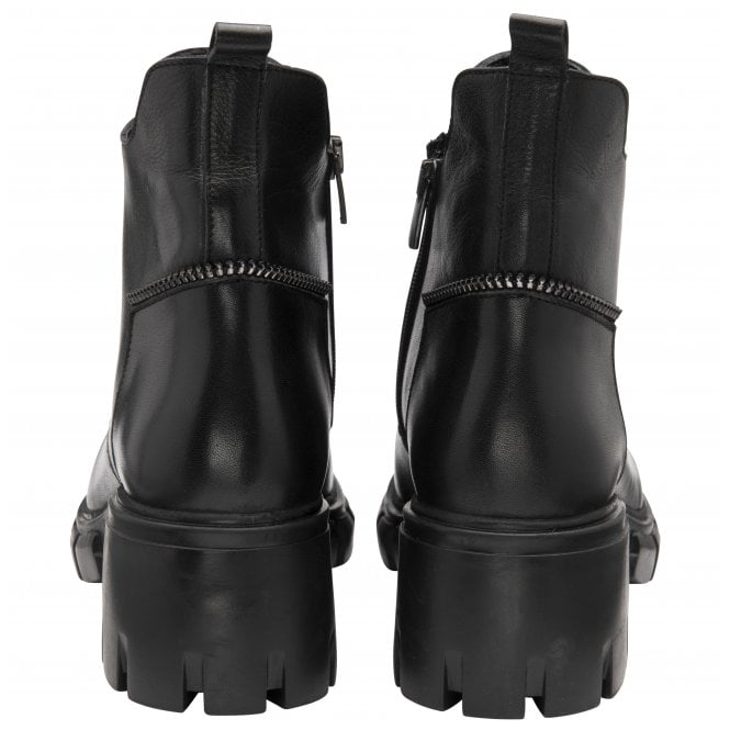  Black Leather Lacie Heeled Ankle Boots | Lotus