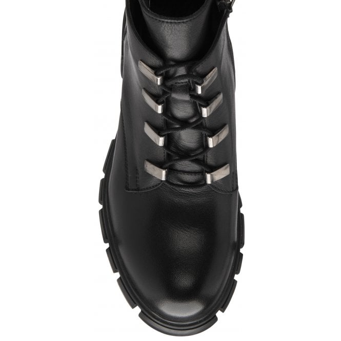  Black Leather Lacie Heeled Ankle Boots | Lotus