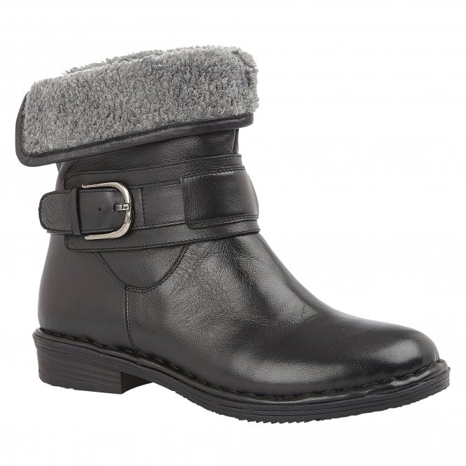  Black Leather Matterhorn Ankle Boots | Lotus