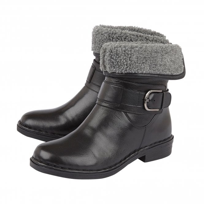  Black Leather Matterhorn Ankle Boots | Lotus