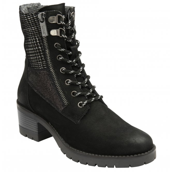  Black Leather Oklahoma Ankle Boots | Lotus