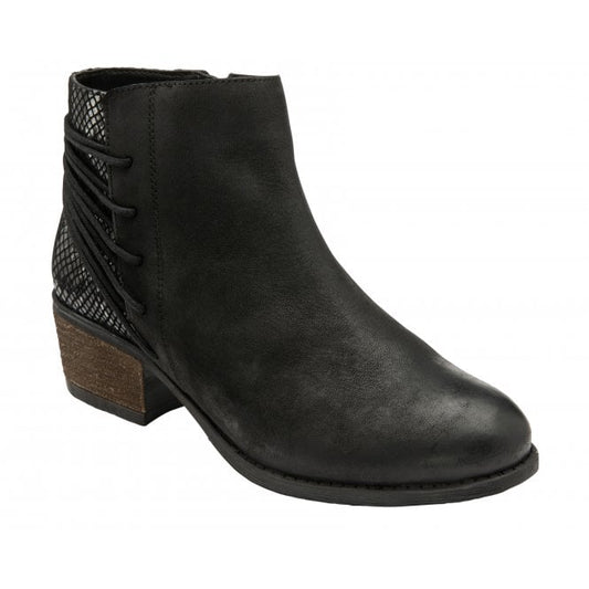  Black Leather & Snake-Print Etta Zip-Up Ankle Boots | Lotus